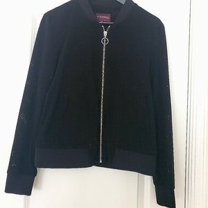 Vigoss Perforated Vegan Suede Bomber Jacket